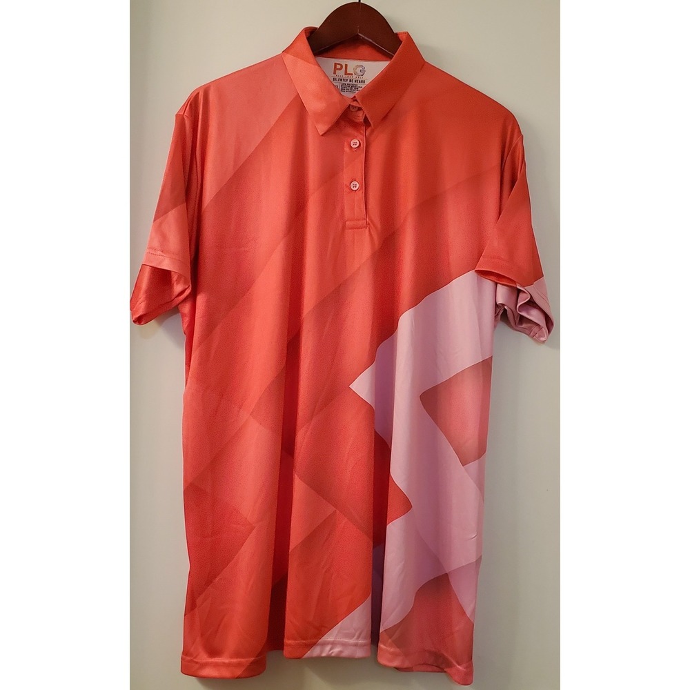 PLG Play Loud Golf Polo Shirt 3XL Poly Color Block Grqphic Pink/Violet/Berry - Picture 2 of 8